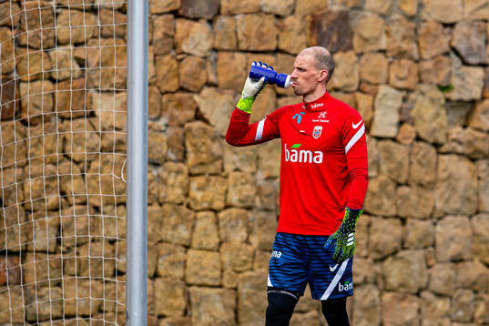 Goalkeeper André Hansen of the Norwegian national football