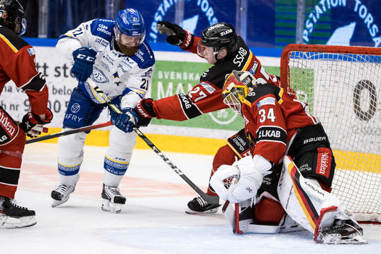Leksands Mattias Ritola och Luleås målvakt Joel