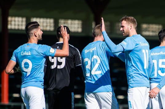 Malmö FFs Antonio Colak och Ola Toivonen jublar