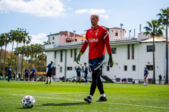 Goalkeeper André Hansen of the Norwegian national football