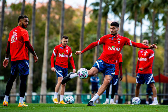 Joshua King and Bjørn Maars Johnsen of the Norwegian