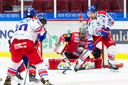 Malmö Redhawks målvakt Oscar Alsenfelt och Oskarshamns