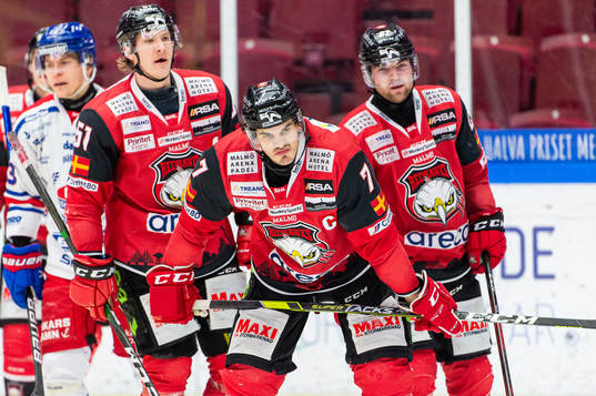 Malmö Redhawks Emil Sylvegård, Oliver Lauridsen och