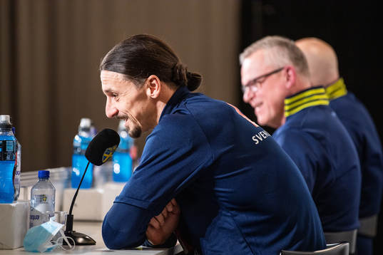 Janne Andersson, head coach, and Zlatan Ibrahimovic of the