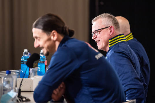 Janne Andersson, head coach, and Zlatan Ibrahimovic of the