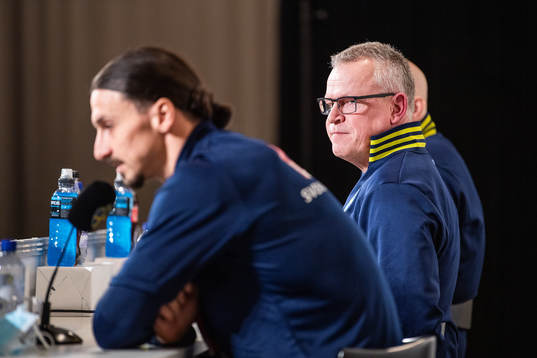 Janne Andersson, head coach, and Zlatan Ibrahimovic of the