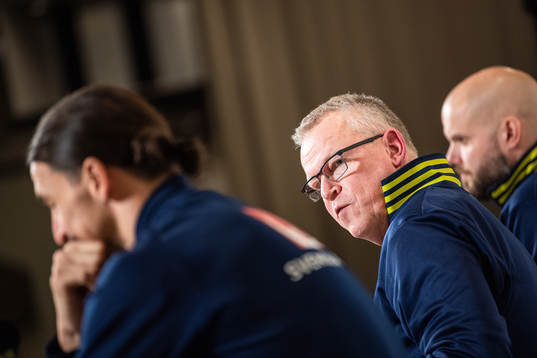 Janne Andersson, head coach, and Zlatan Ibrahimovic of the