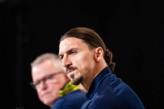 Janne Andersson, head coach, and Zlatan Ibrahimovic of the