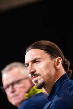 Janne Andersson, head coach, and Zlatan Ibrahimovic of the
