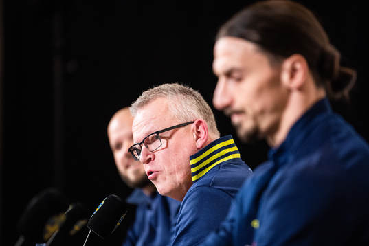 Janne Andersson, head coach, and Zlatan Ibrahimovic of the