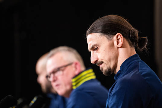 Janne Andersson, head coach, and Zlatan Ibrahimovic of the