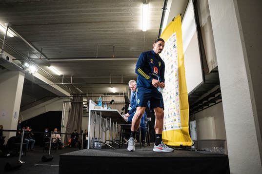 Janne Andersson, head coach, and Zlatan Ibrahimovic of the