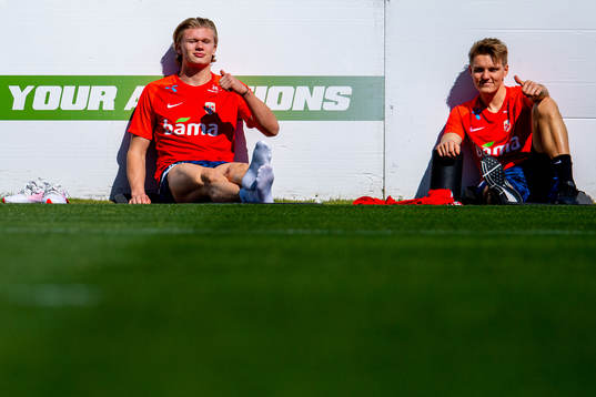 Erling Braut Haaland and Martin Ødegaard of the Norwegian