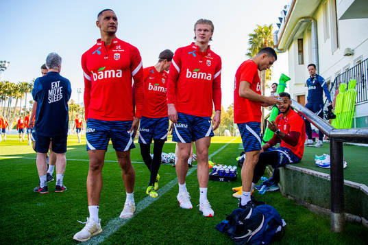 Ruben Gabrielsen and Erling Braut Haaland of the Norwegian