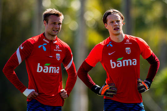 Stian Gregersen and goalkeeper Ørjan Håskjold Nyland of