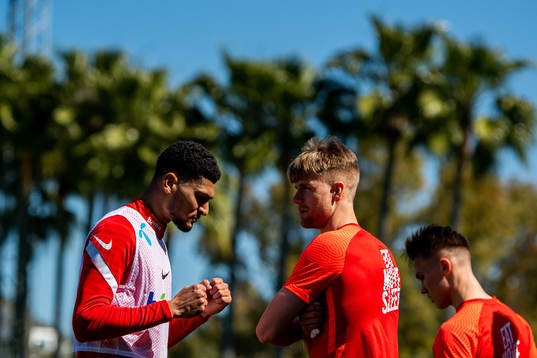 Bjørn Maars Johnsen and Kristoffer Ajer of the Norwegian