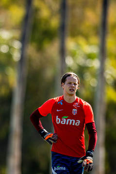 Goalkeeper Ørjan Håskjold Nyland of the Norwegian