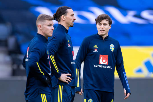 Zlatan Ibrahimovic and Victor Nilsson Lindelöf of the