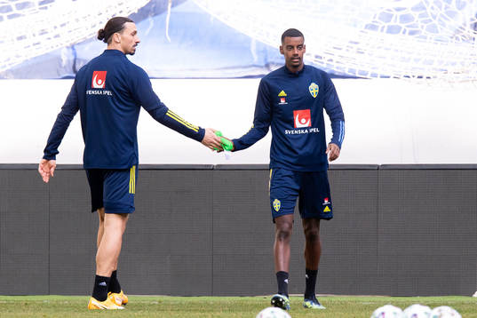 Zlatan Ibrahimovic and Alexander Isak of the Swedish