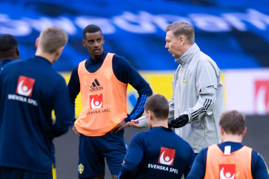 Alexander Isak of the Swedish national football team listen