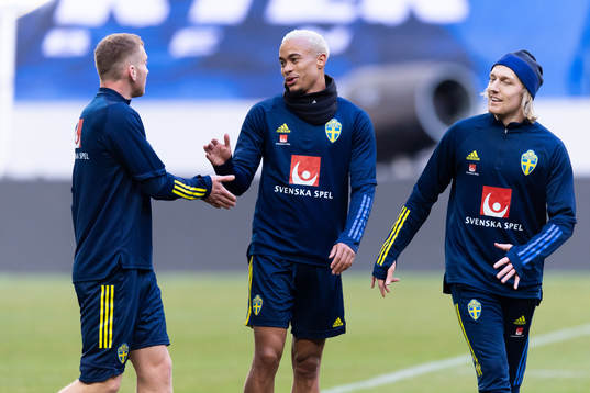 Dejan Kulusevski, Robin Quaison and Emil Forsberg of the