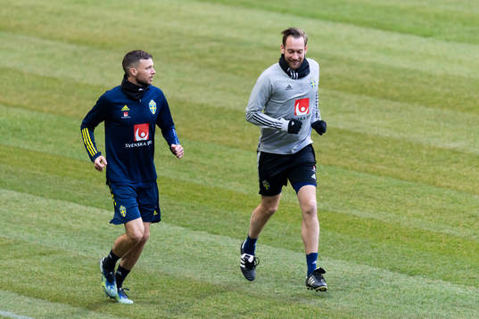 Marcus Berg and physiotherapist Christian Andersson of the