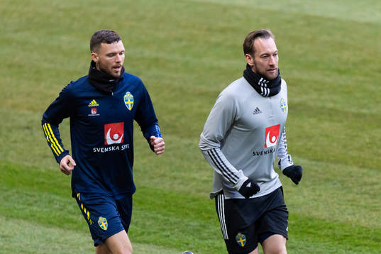 Marcus Berg and physiotherapist Christian Andersson of the