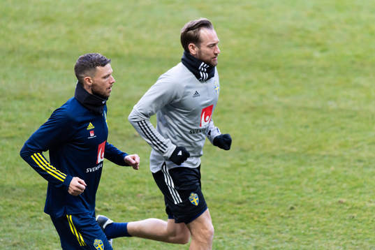 Marcus Berg and physiotherapist Christian Andersson of the