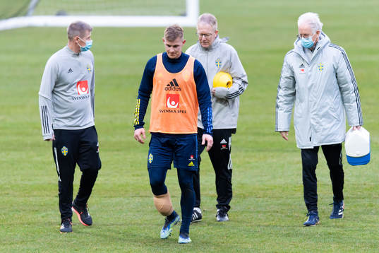 Emil Krafth of the Swedish national football team with his