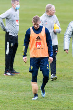 Emil Krafth of the Swedish national football team with his