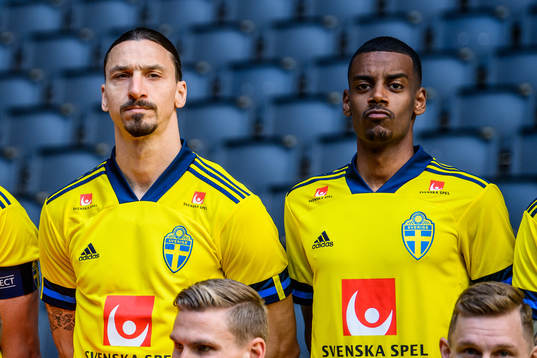 Zlatan Ibrahimovic and Alexander Isak of the Swedish