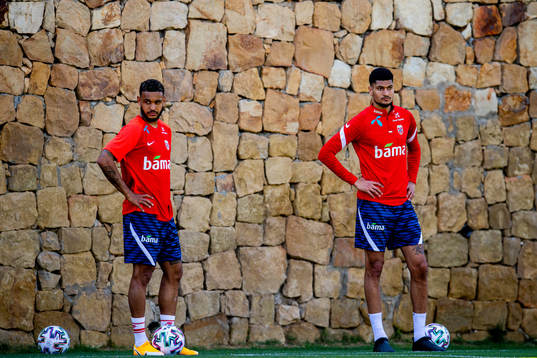 Joshua King and Bjørn Maars Johnsen of the Norwegian
