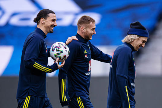 Zlatan Ibrahimovic, Dejan Kulusevski and Emil Forsberg of