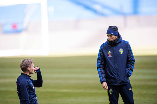 Carl Starfelt and Marcus Berg of the Swedish national