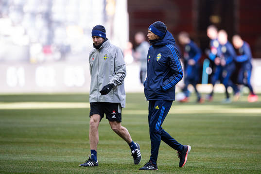 Christian Andersson, naprapath, and Marcus Berg of the