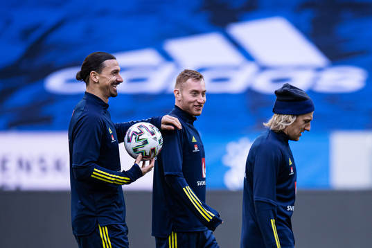Zlatan Ibrahimovic, Dejan Kulusevski and Emil Forsberg of