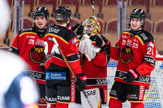 Luleås Oscar Engsund, Andreas Nilsson, målvakt Joel