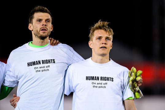 Goalkeeper Rune Almenning Jarstein and Martin Ødegaard of