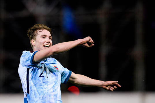 Kristian Thorstvedt of Norway celebrates the 0-2 goal  the