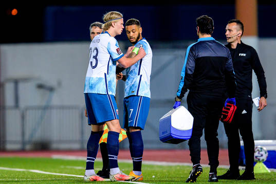 Erling Braut Haaland and Joshua King of Norway