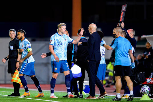 Erling Braut Haaland and Joshua King of Norway