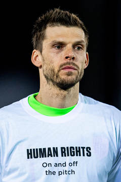 Goalkeeper Rune Almenning Jarstein of Norway wearing a