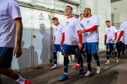 Leo Østigård and Haitam Aleesami of Norway wearing a