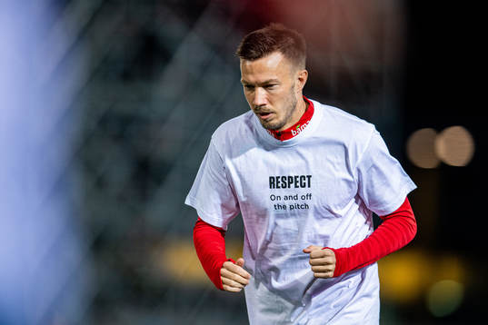 Martin Linnes of Norway wearing a t-shirt with the message
