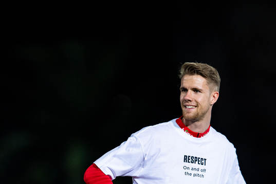 Kristoffer Ajer of Norway wearing a t-shirt with the
