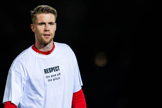 Kristoffer Ajer of Norway wearing a t-shirt with the