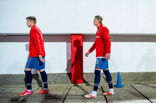 Alexander Sørloth and Erling Braut Haaland of Norway