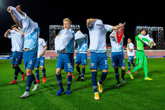 Birger Meling and Martin Ødegaard of Norway wearing