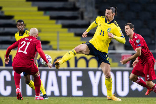 Valerian Gvilia of Sweden and Zlatan Ibrahimovic of Sweden
