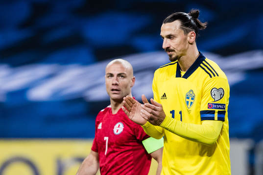 Jaba Kankava of Georgia and Zlatan Ibrahimovic of Sweden